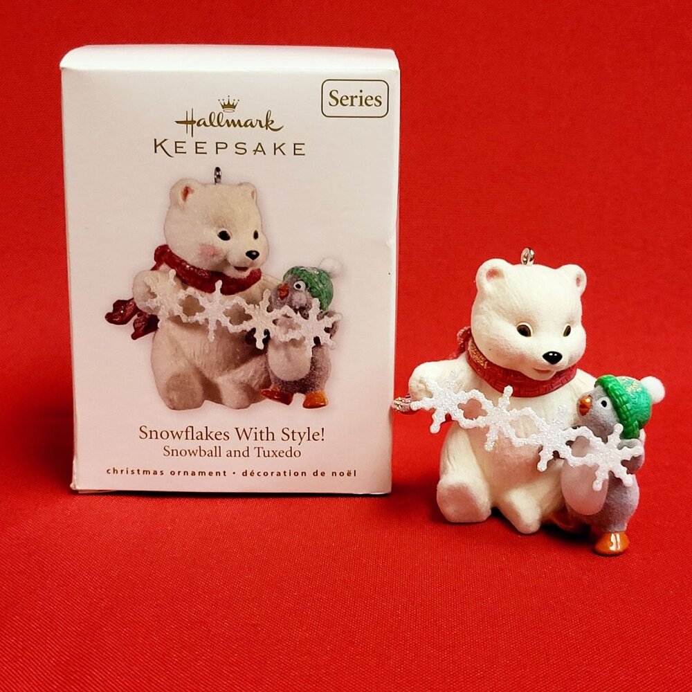 Hallmark Snowflakes With Style Snowball and Tuxedo 2010 Bear Penguin Ornament